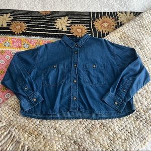Everlane Cropped Denim Shirt Large